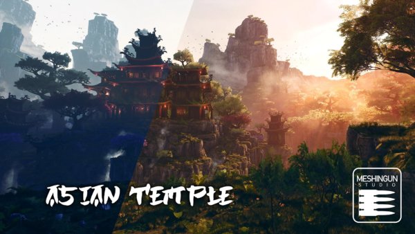 UE亚洲元素虚幻游戏悬崖宗庙树木场景3D模型素材 Unreal Engine – Asian Temple Pack
