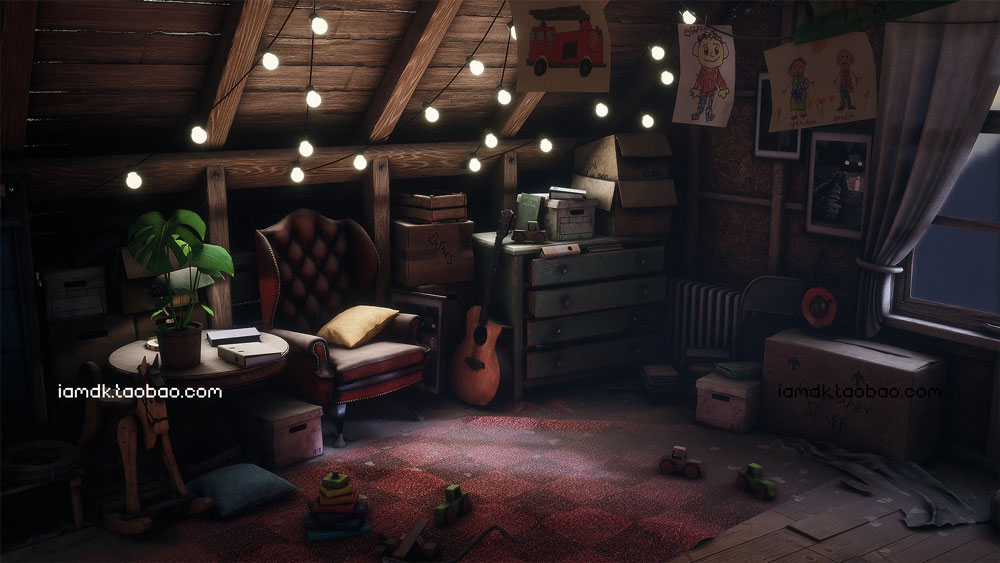UE模型 复古怀旧游戏卡通带阁楼房屋室内场景设计素材 Unreal Engine – Grandpa’s Attic (Furniture storage props)插图13 UE模型 复古怀旧游戏卡通带阁楼房屋室内场景设计素材 Unreal Engine – Grandpa’s Attic (Furniture storage props)插图13
