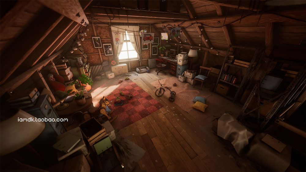 ue模型復古懷舊遊戲卡通帶閣樓房屋室內場景設計素材unrealengine–