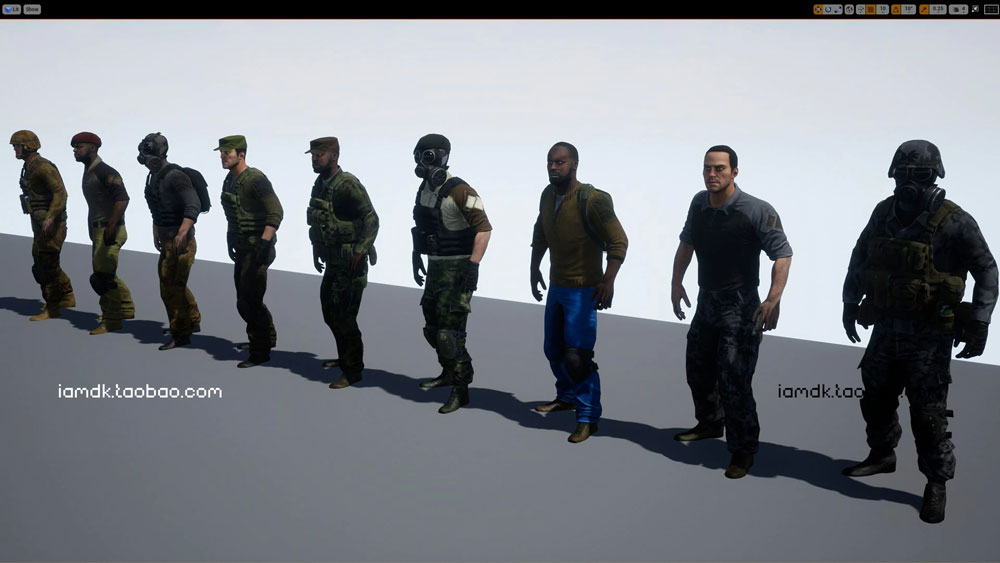 UE模型 31个模块化游戏军事男性士兵角色3D设计素材 Unreal Engine – Modular military character插图20 UE模型 31个模块化游戏军事男性士兵角色3D设计素材 Unreal Engine – Modular military character插图20