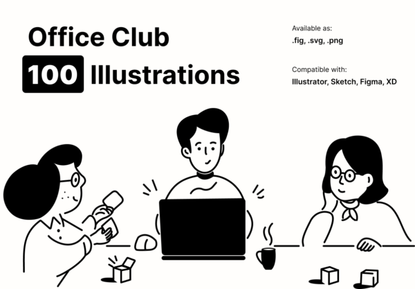 28个有趣的办公场景插画设计矢量人物插画图片 Office Club Illustration pack
