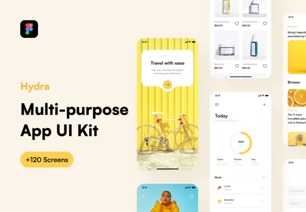 时尚多用途旅游社交新闻商城APP界面设计UI套件 Hydra – Multipurpose App UI Kit