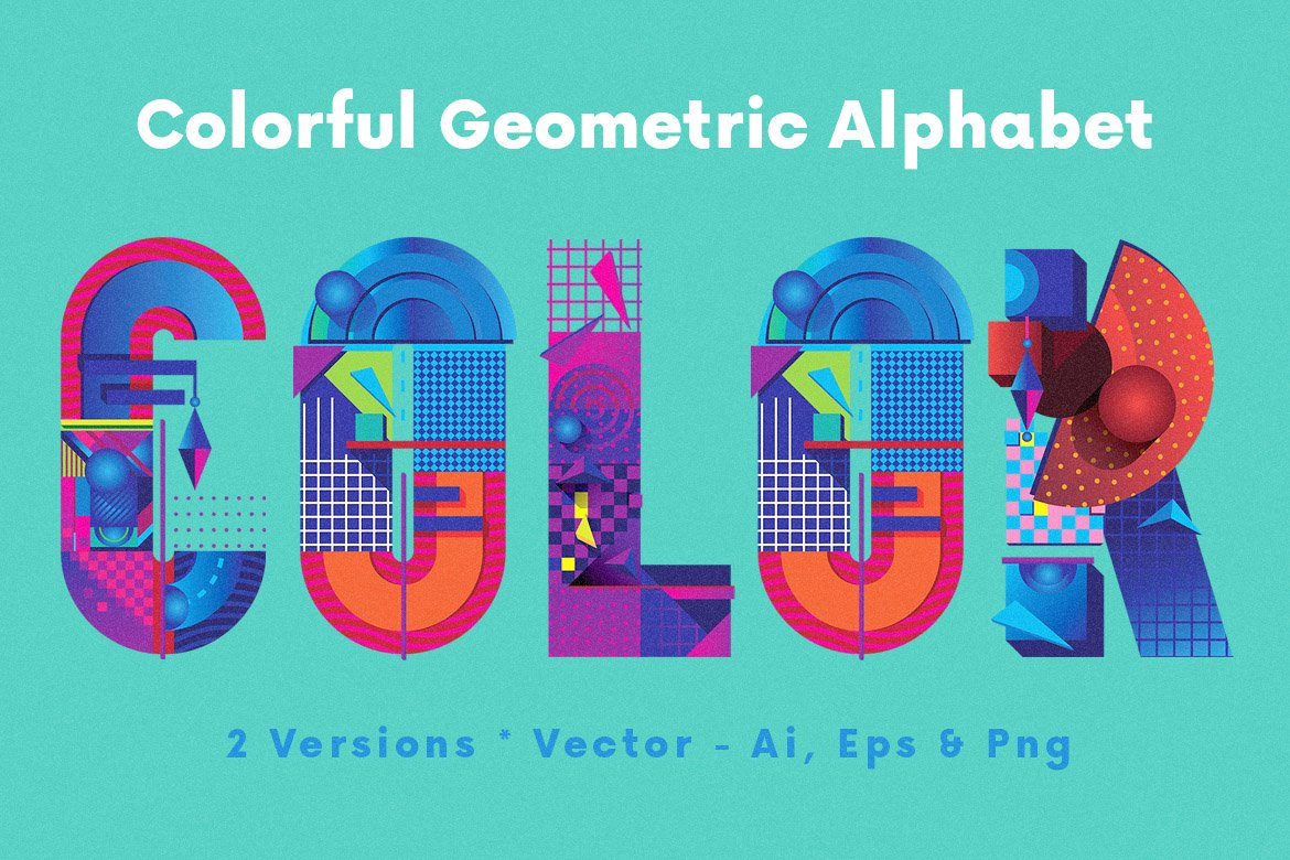 超级创意独特炫彩字母数字矢量设计素材套装 Colorful Creative Geometric Alphabet插图 超级创意独特炫彩字母数字矢量设计素材套装 Colorful Creative Geometric Alphabet插图