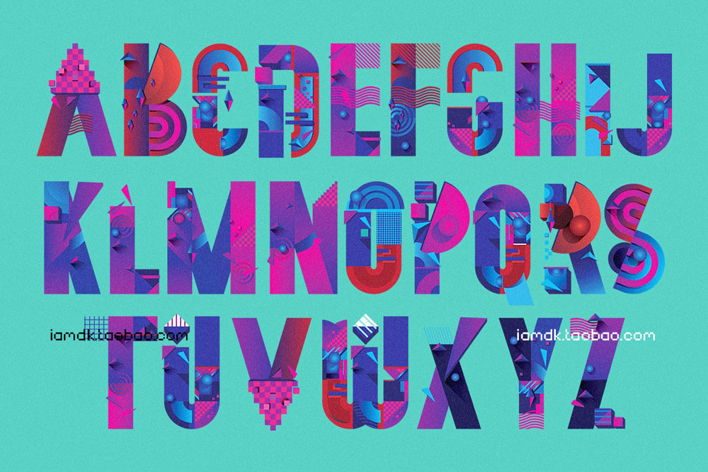 超级创意独特炫彩字母数字矢量设计素材套装 Colorful Creative Geometric Alphabet插图5 超级创意独特炫彩字母数字矢量设计素材套装 Colorful Creative Geometric Alphabet插图5