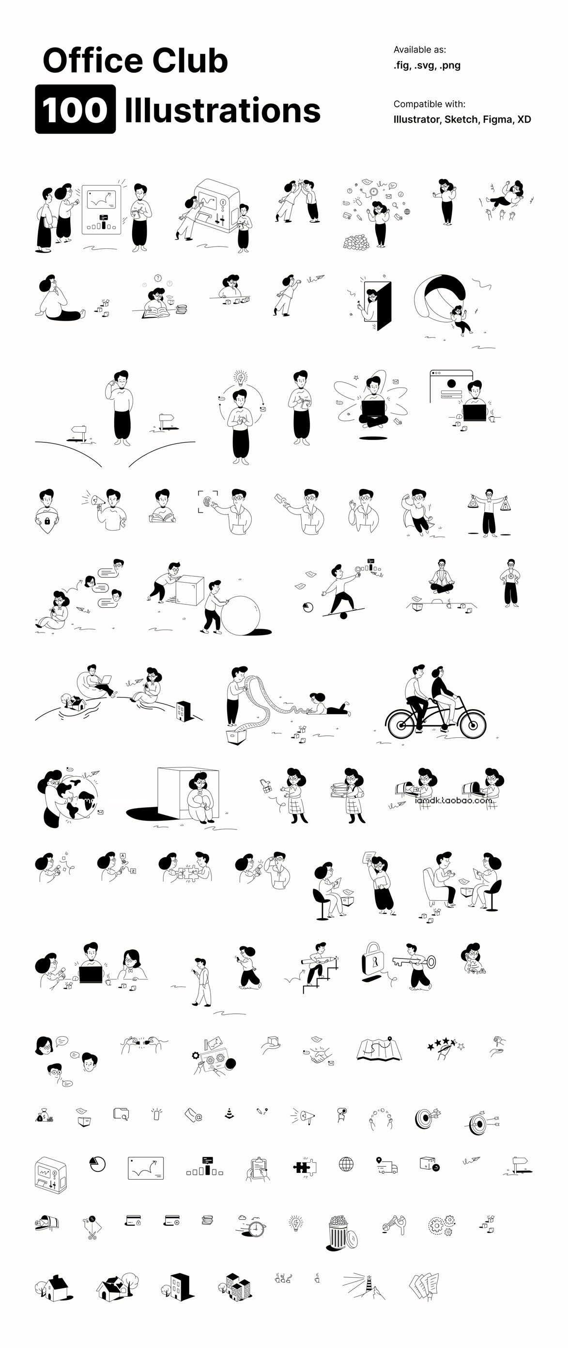 28个有趣的办公场景插画设计矢量人物插画图片 Office Club Illustration pack插图6