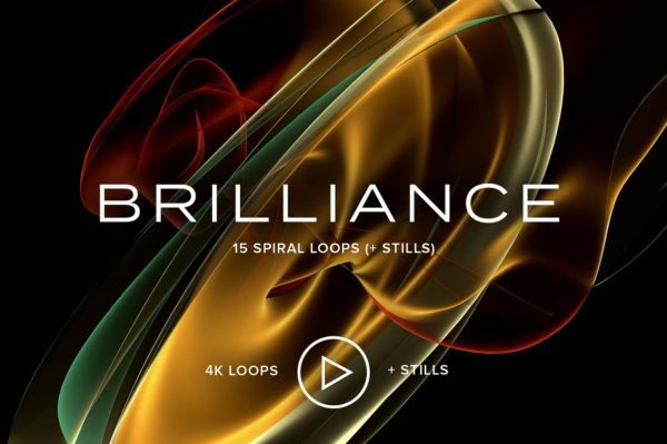 抽象多彩螺旋环光线大理石纹理无缝循环4K动画视频背景图片设计素材 Brilliance: 15 Spiral Loops + Stills