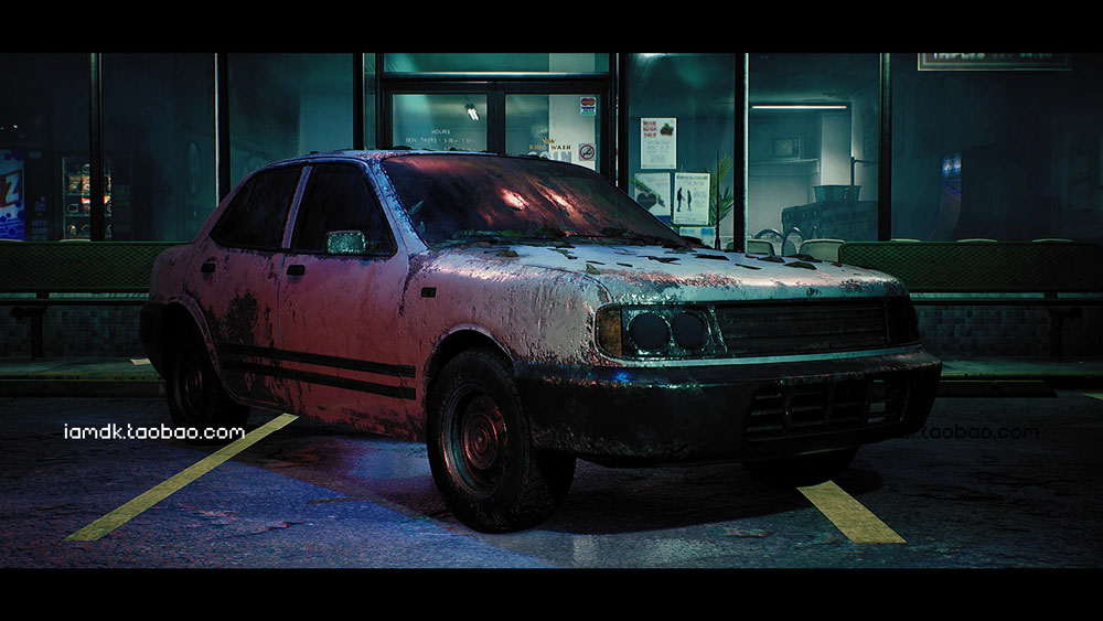 UE模型 丧尸游戏废弃破坏汽车城市场景设计素材 Unreal Engine – Procedural Vehicles – Sedan插图3