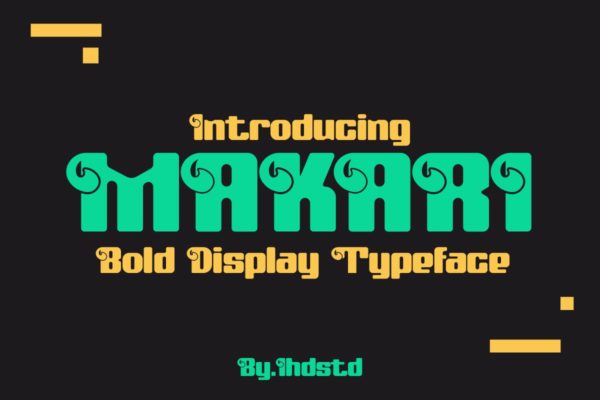 复古海报贴纸徽标logo设计无衬线英文字体 Makari Bold Display Typeface