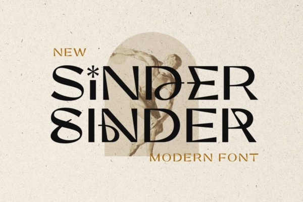 现代时尚海报标识品牌设计无衬线英文字体 Sinder – Modern Font