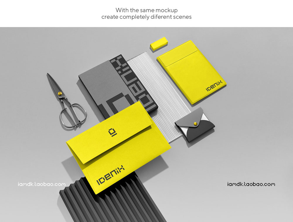 时尚文艺质感品牌VI标志Logo设计名片信纸信封文具展示贴图样机 Idenix Branding Mockup插图15