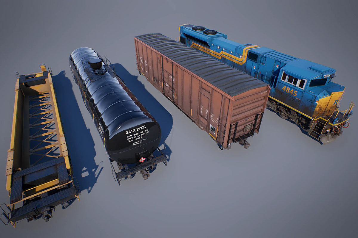 UE模型 高品质铁路运输货车车头3D设计素材 Unreal Engine – Train Pack插图
