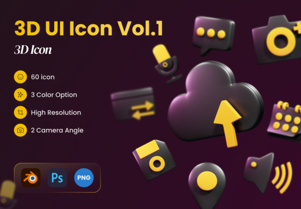 60款3D立体卡通网页app登陆个人中心icon图标png免抠图片设计素材 Bumblebees Ui 3D Icons