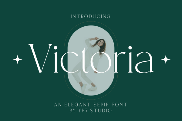 时尚复古品牌婚礼邀请函设计衬线英文字体 Victoria