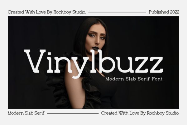 时尚杂志广告商标设计衬线英文字体 Vinylbuzz – Slab Serif Font