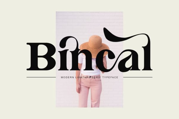 优雅复古杂志海报徽标logo设计衬线英文字体 Bincal Ligature Serif Typeface