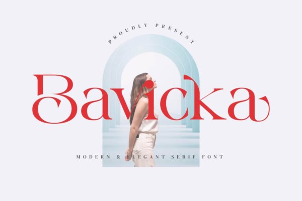 时尚广告品牌小册子标志设计衬线英文字体 Bavicka