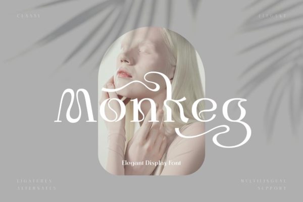 时尚复古杂志海报徽标logo设计衬线英文字体 Mongkeg Typeface