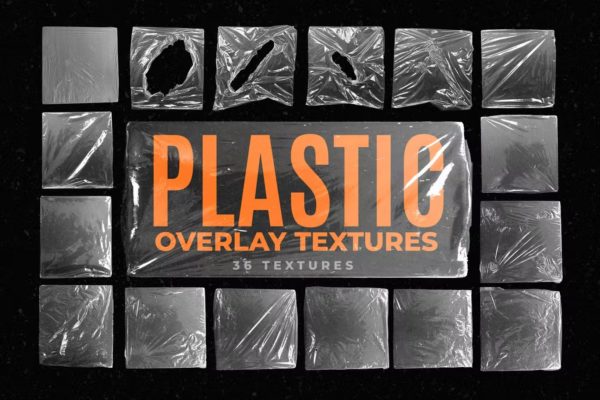 36款复古做旧褶皱撕破透明塑料膜纹理背景PNG透明图片设计素材 Plastic Overlay Textures