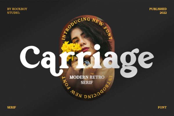 优雅复古杂志广告商标设计衬线英文字体 Carriage – Modern Retro Serif Font