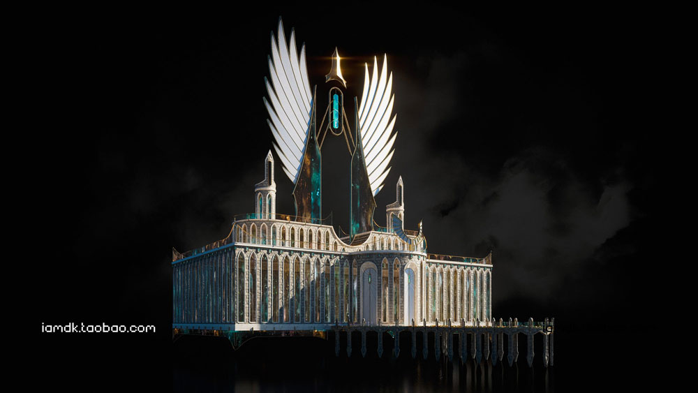 魔幻华丽豪华精灵城堡城市悬浮庭院3D/C4D模型设计素材 Kitbash3D – Elysium插图6