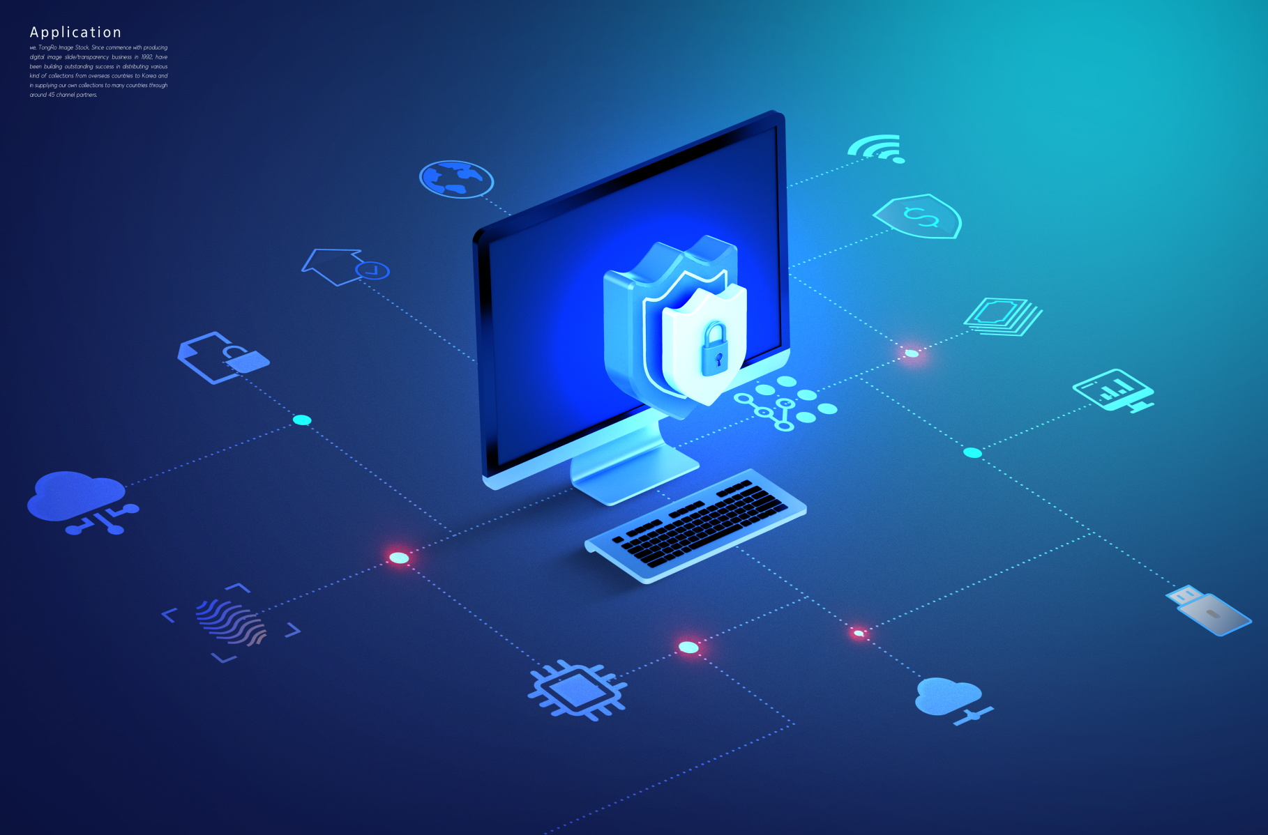时尚手机安全网络智能科技PSD设计素材源文件 Cyber Security Poster Template插图