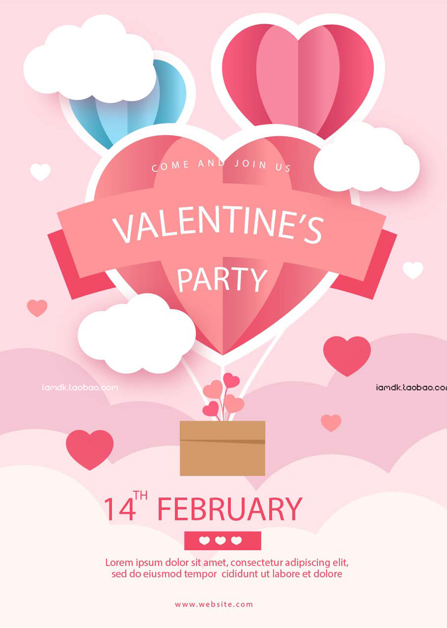 三八妇女节情人节七夕节心形爱情传单海报设计EPS素材 Women’s Day Love Poster Template插图5