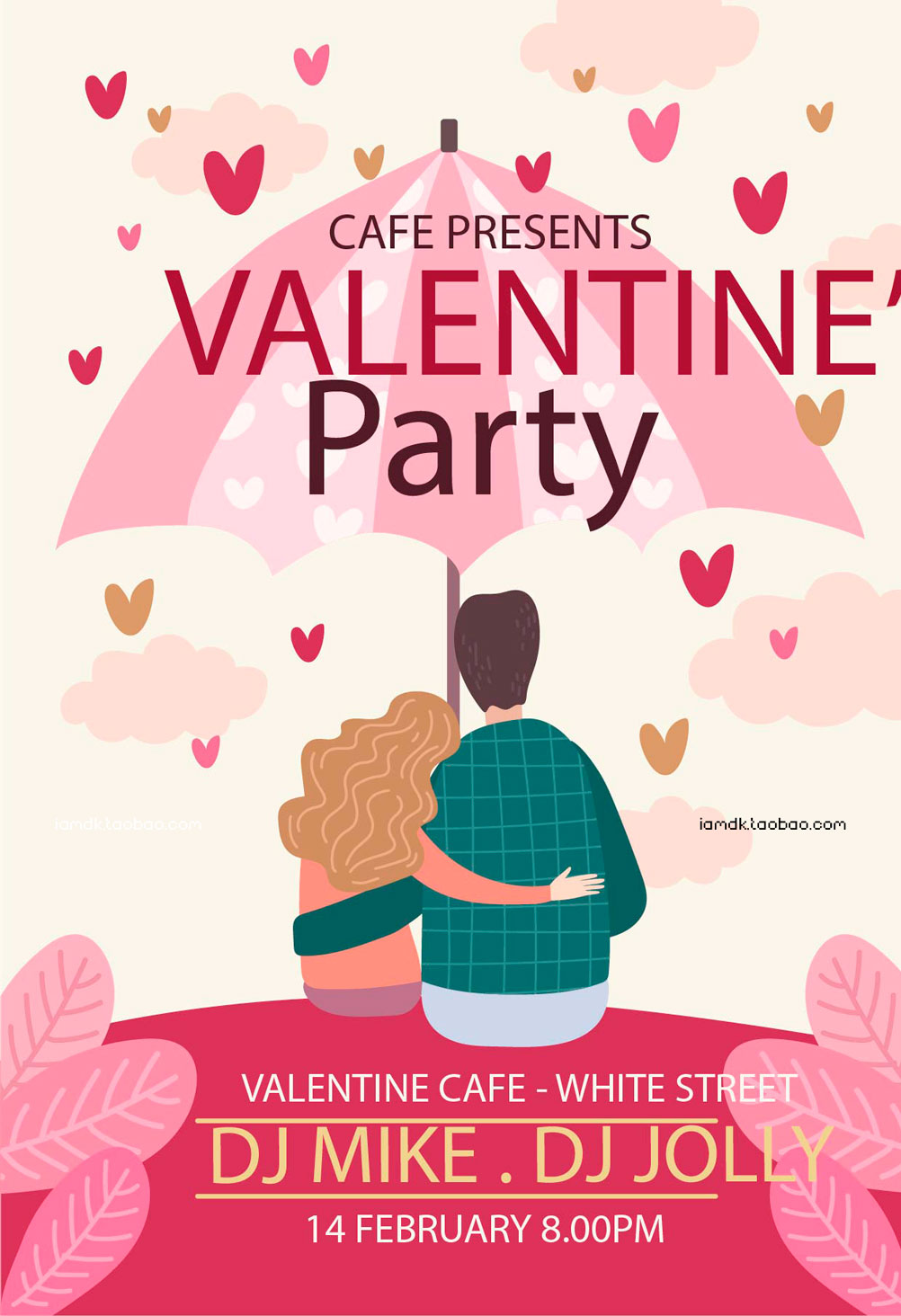 三八妇女节情人节七夕节心形爱情海报传单设计EPS矢量素材 Valentine Hearts Poster Template插图6