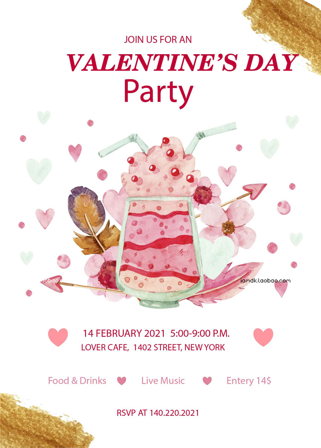三八妇女节情人节七夕节心形爱情海报传单设计EPS矢量素材 Valentine Hearts Poster Template插图8