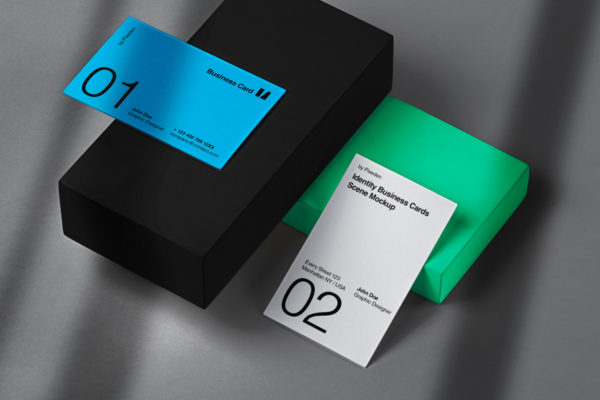 时尚商务个人名片卡片设计展示贴图样机PSD模板 Identity Brand Psd Business Card Mockup