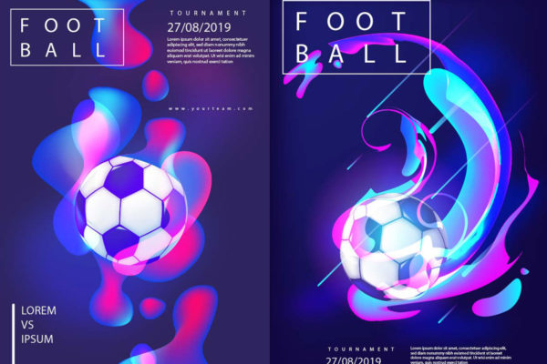 炫彩时尚创意足球海报传单设计AI矢量模板 Soccer Poster Template