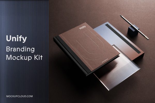高级名片信纸单页卡片文具品牌VI应用设计作品贴图Ps样机素材 Unify Branding Mockup Kit