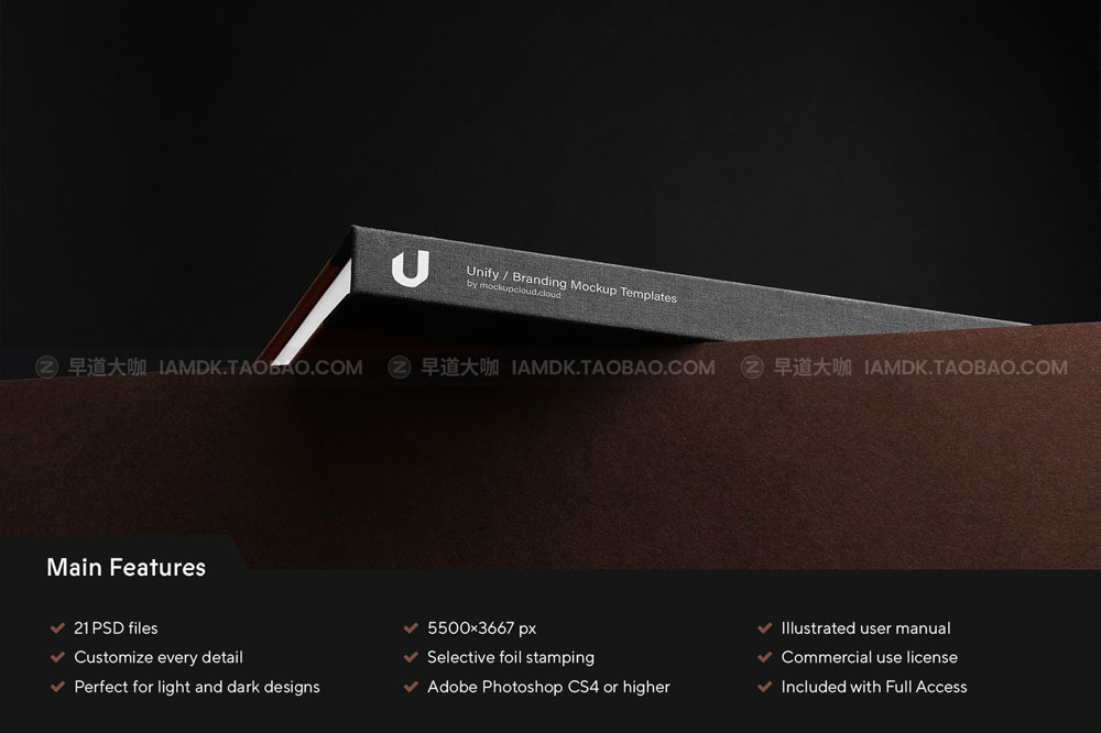 高级名片信纸单页卡片文具品牌VI应用设计作品贴图Ps样机素材 Unify Branding Mockup Kit插图1