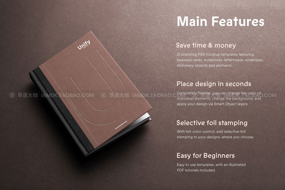 高级名片信纸单页卡片文具品牌VI应用设计作品贴图Ps样机素材 Unify Branding Mockup Kit插图2