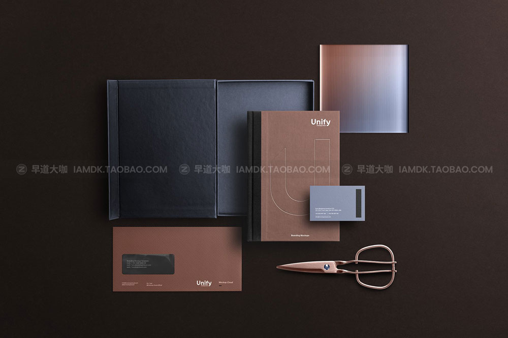 高级名片信纸单页卡片文具品牌VI应用设计作品贴图Ps样机素材 Unify Branding Mockup Kit插图4