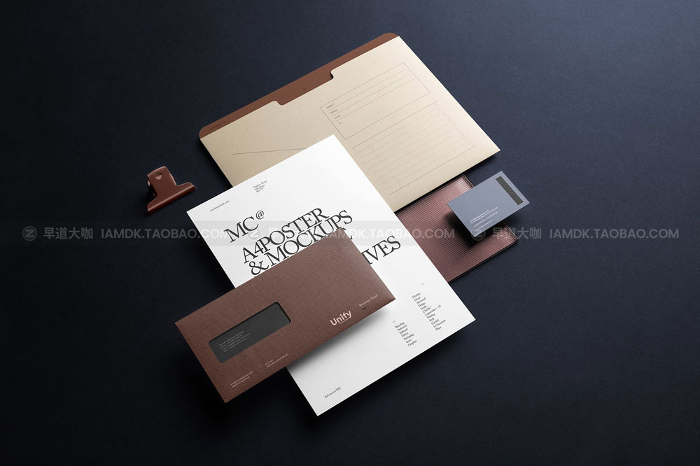 高级名片信纸单页卡片文具品牌VI应用设计作品贴图Ps样机素材 Unify Branding Mockup Kit插图6
