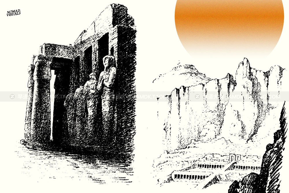 复古手绘线描古埃及尼罗河波斯历史古代人物印章图腾插画设计素材 Ancient Egypt – 1940+ Bundle插图4