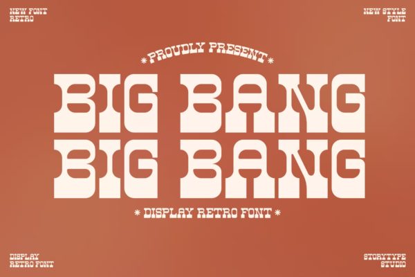 现代复古品牌海报标识设计衬线英文字体 Big Bang Display Retro Font