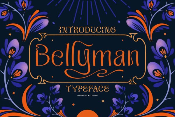现代时尚杂志海报徽标logo设计衬线英文字体 Bellyman Typeface