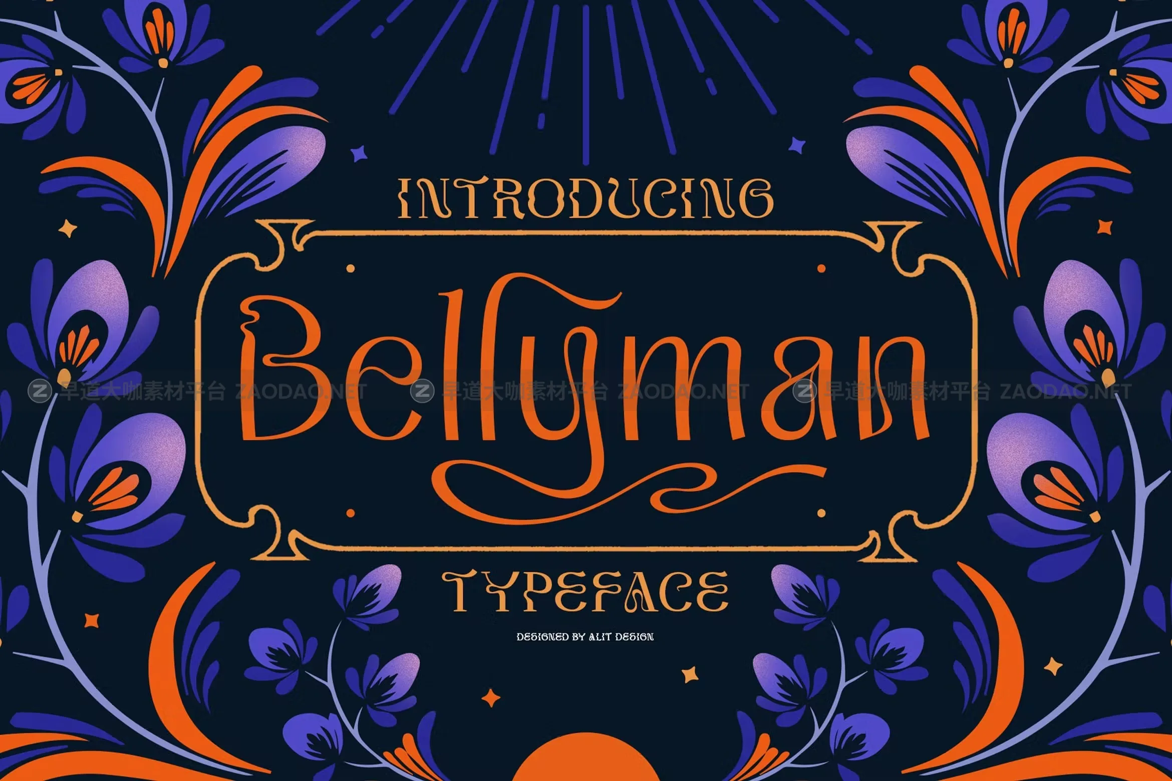 现代时尚杂志海报徽标logo设计衬线英文字体 Bellyman Typeface插图