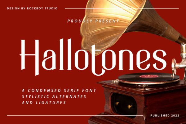 时尚杂志广告商标设计衬线英文字体 Hallotones – Logo Font