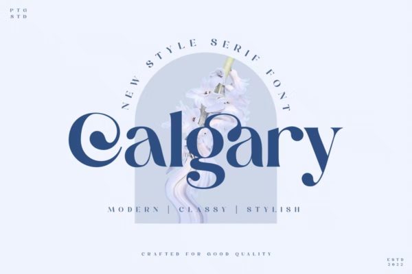 时尚复古杂志海报徽标logo设计衬线英文字体 Calgary  New Stylish Serif Font