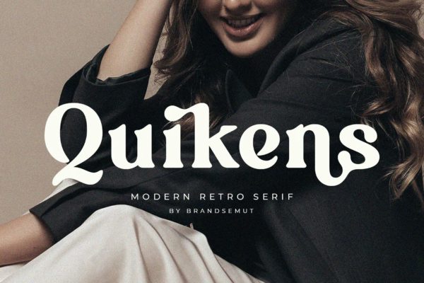 现代复古杂志包装徽标logo设计衬线英文字体 Quikens – Modern Retro Serif