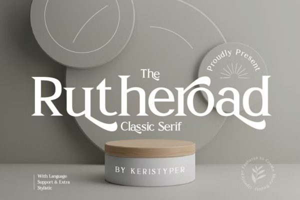 优雅复古品牌标志标题设计衬线英文字体 Rutheroad Font