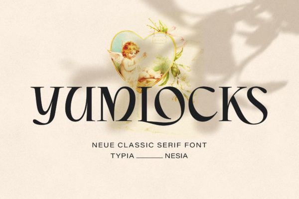 现代复古海报广告标题设计衬线英文字体 Yumlocks – Ligature Display Serif – Beauty Font