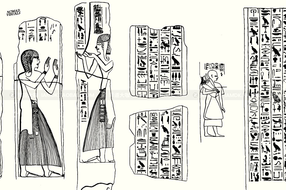 复古手绘线描古埃及尼罗河波斯历史古代人物印章图腾插画设计素材 Ancient Egypt – 1940+ Bundle插图12