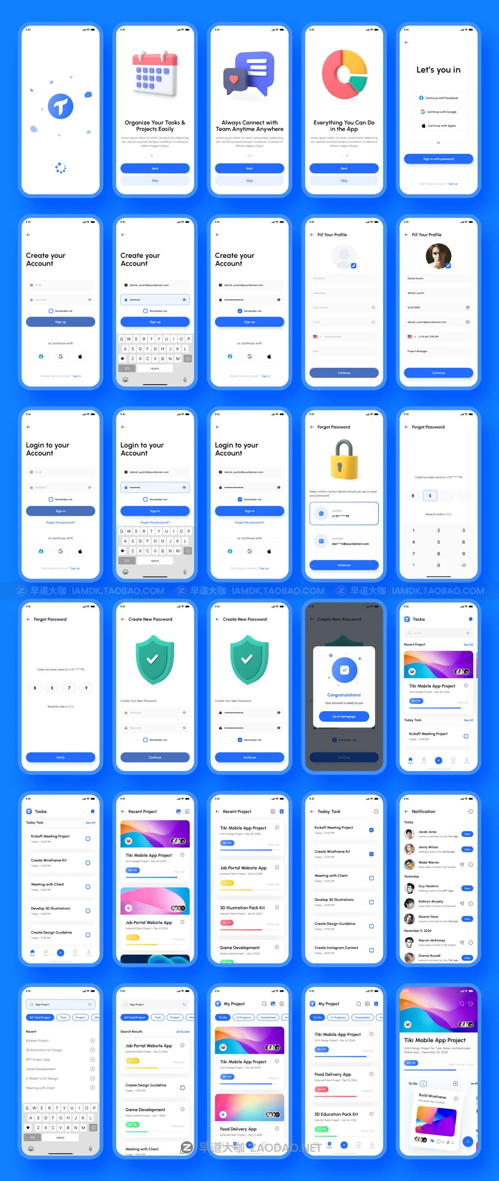 高质量团队协作项目管理APP应用程序界面设计UI套件 Taska – Task & Project Management App UI Kit插图14 高质量团队协作项目管理APP应用程序界面设计UI套件 Taska – Task & Project Management App UI Kit插图14