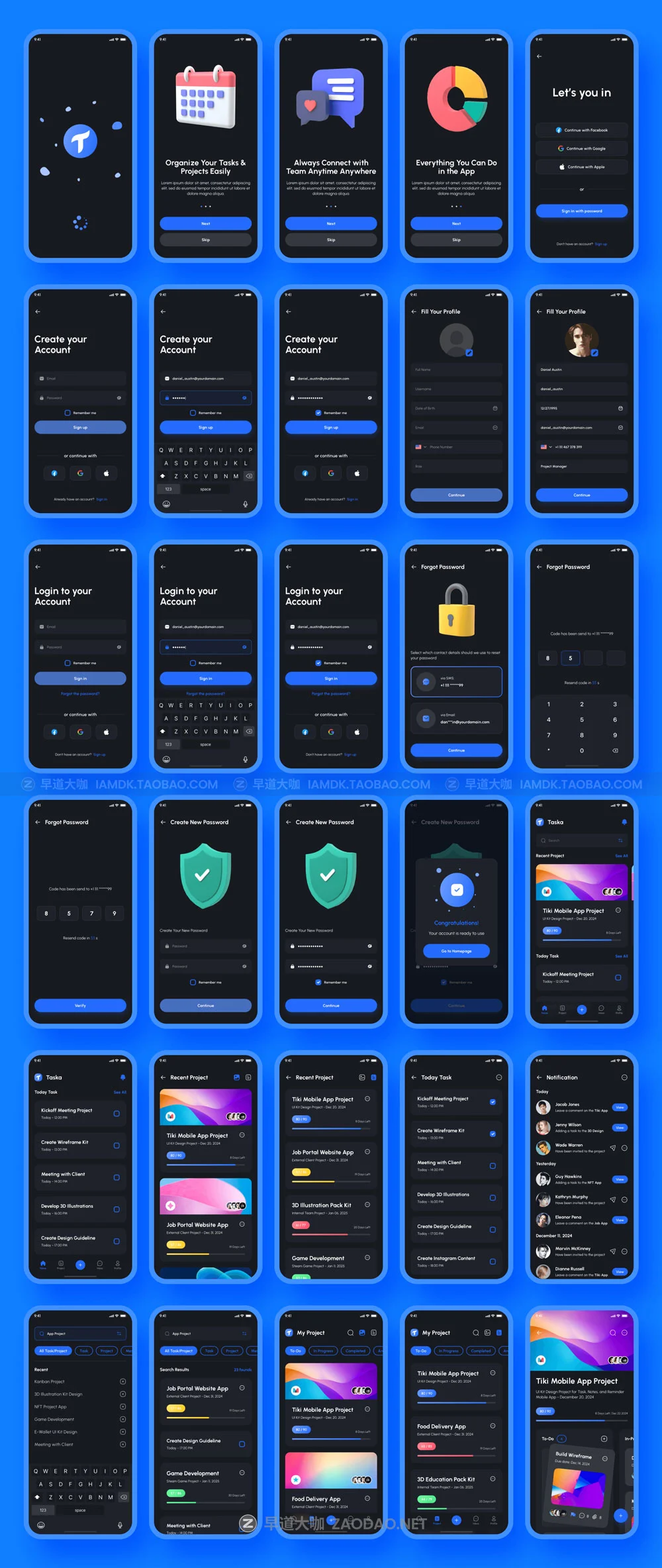 高质量团队协作项目管理APP应用程序界面设计UI套件 Taska – Task & Project Management App UI Kit插图11 高质量团队协作项目管理APP应用程序界面设计UI套件 Taska – Task & Project Management App UI Kit插图11