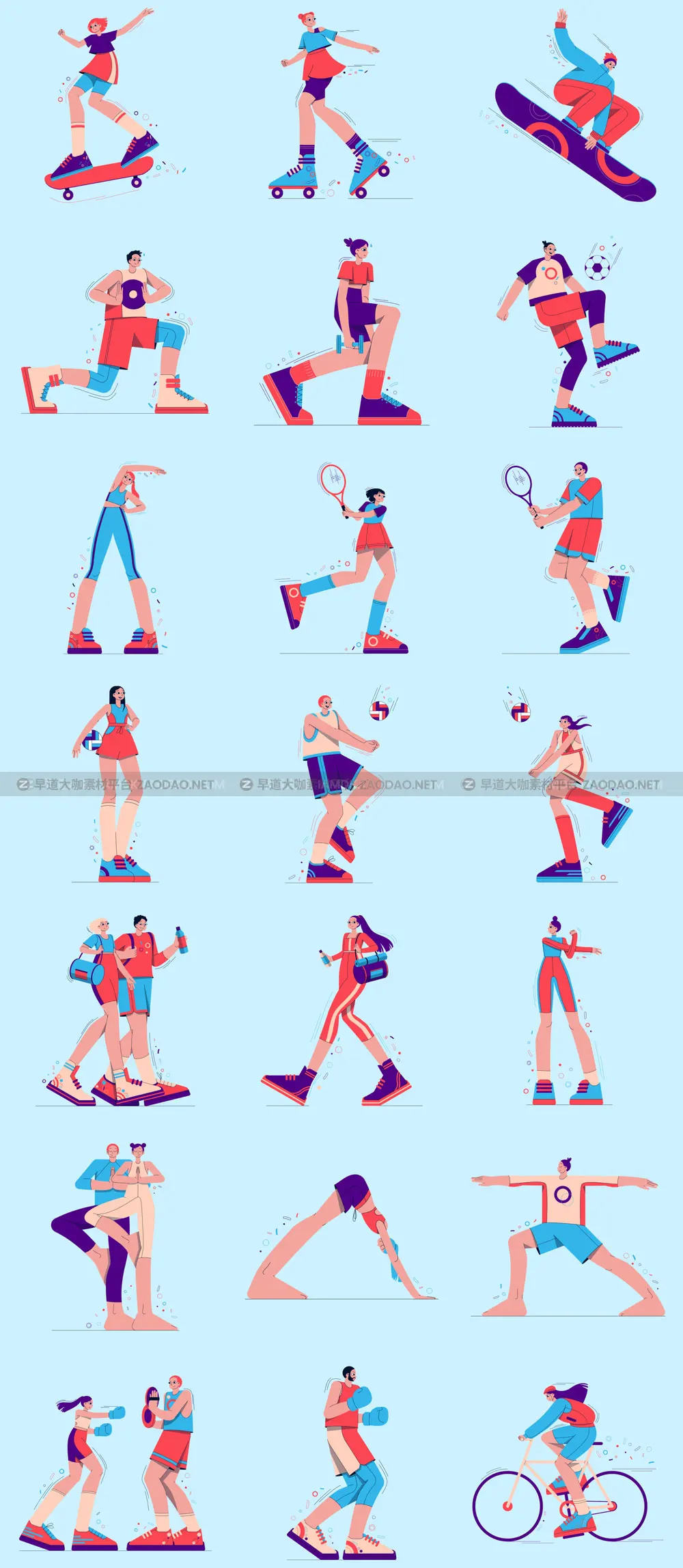 45幅精美运动健身生活方式人物角色矢量插图设计素材 Sporry Illustrations插图7
