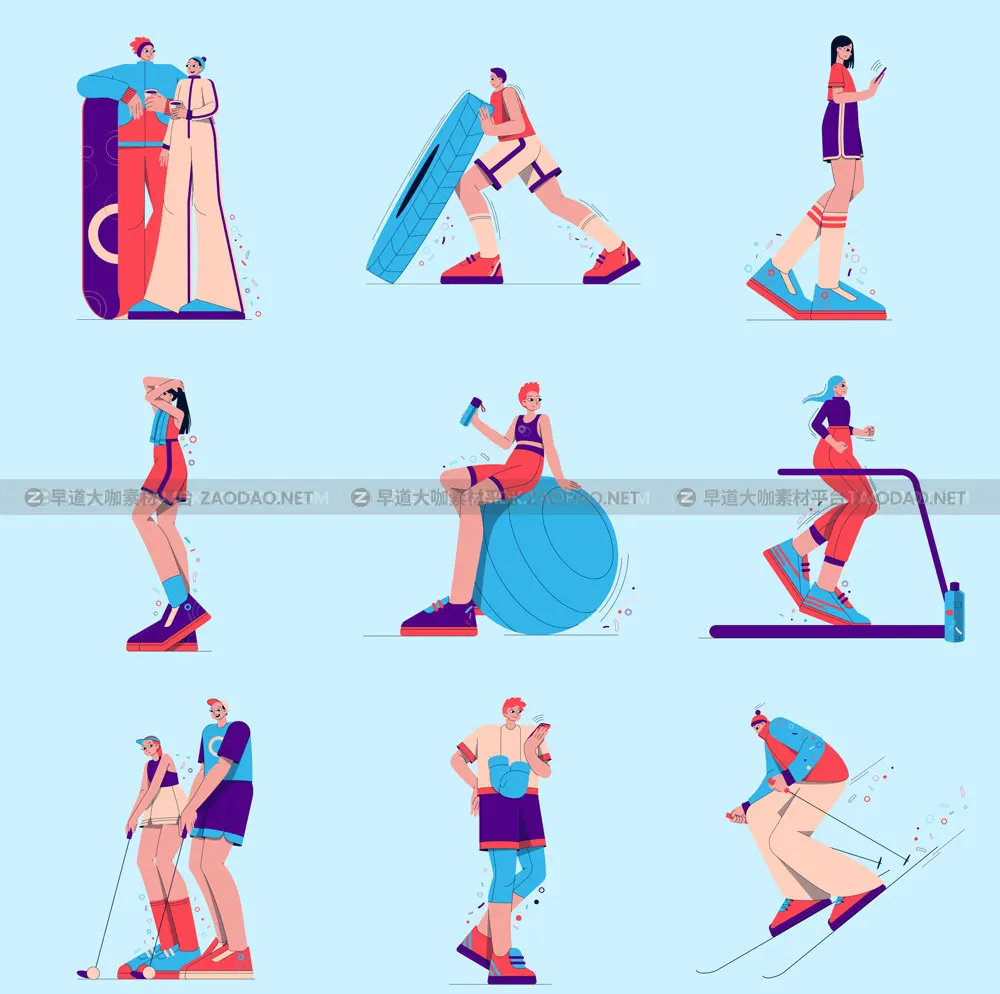 45幅精美运动健身生活方式人物角色矢量插图设计素材 Sporry Illustrations插图8