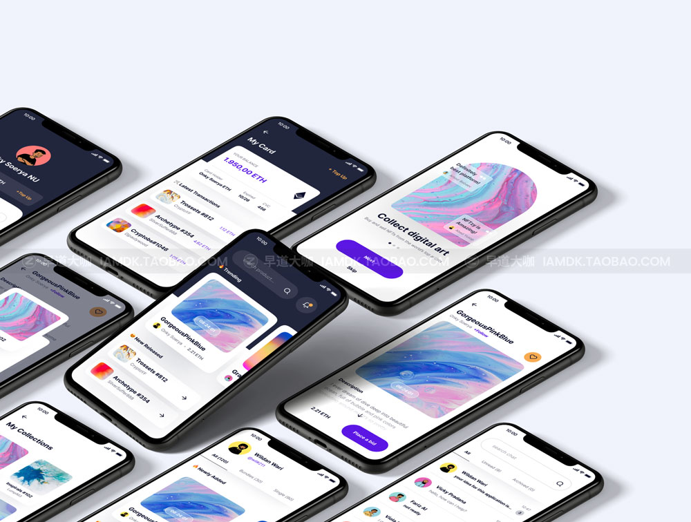 时尚加密货币NFT市场iOS应用程序APP界面设计UI套件 NFTzy – NFT Marketplace Mobile App UI Kit插图6